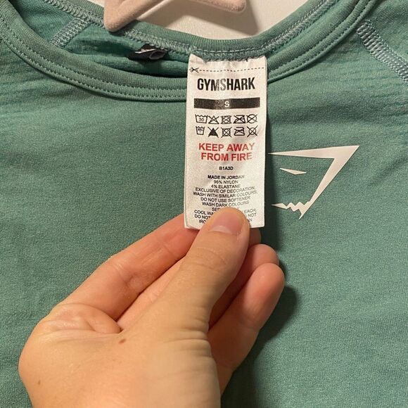 Gymshark Women's Teal Long Sleeve Crop Gym Top Shirt Exercise Yoga Small - Picture 2 of 2